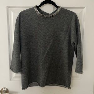 Majestic Filatures grey embellished collar top